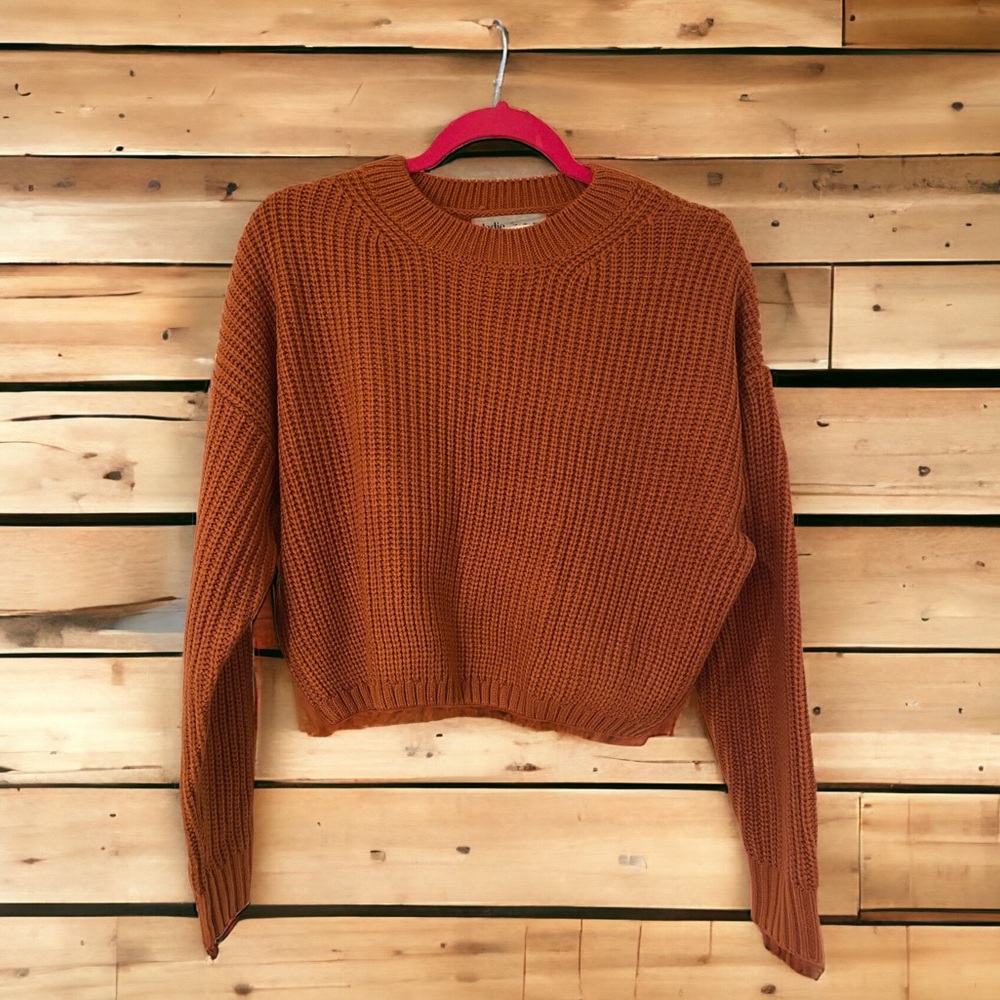 NWT Elodie Crewneck Cropped Chunky Knit Oversized Sweater Women's LARGE